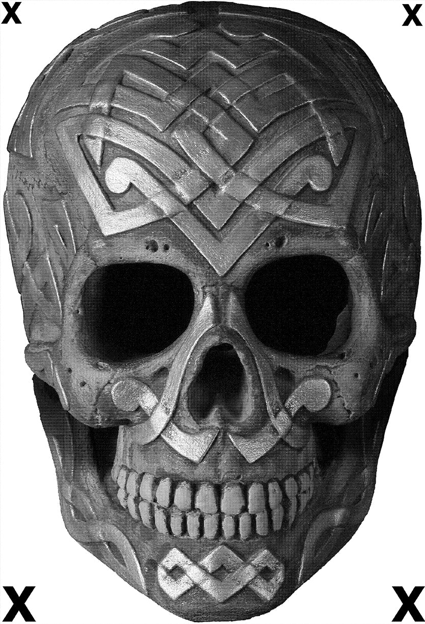 Gold viking ornated skull front view - Airbrush Stencil